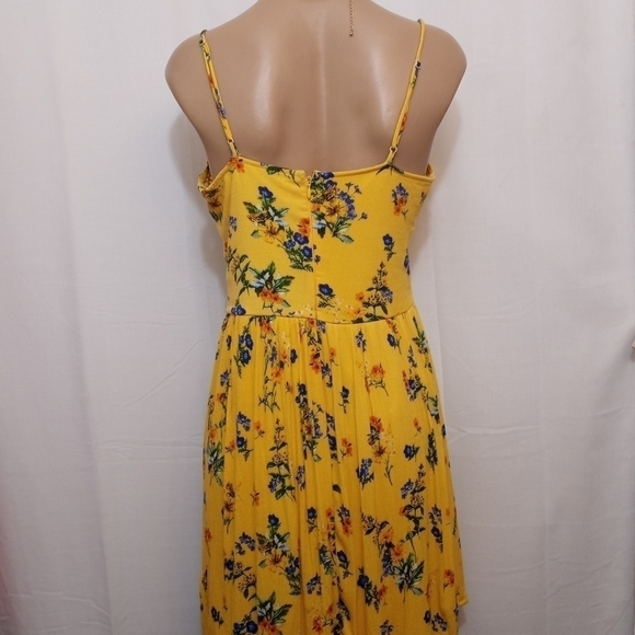 JUSTFAB Yellow Floral Sleeveless Dress Women's Size Medium - Picture 3 of 7